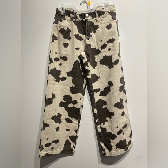 wild fable Denim - Wild Fable Women's High-Rise Straight Leg Pants Brown Cow Print Size XS NWT